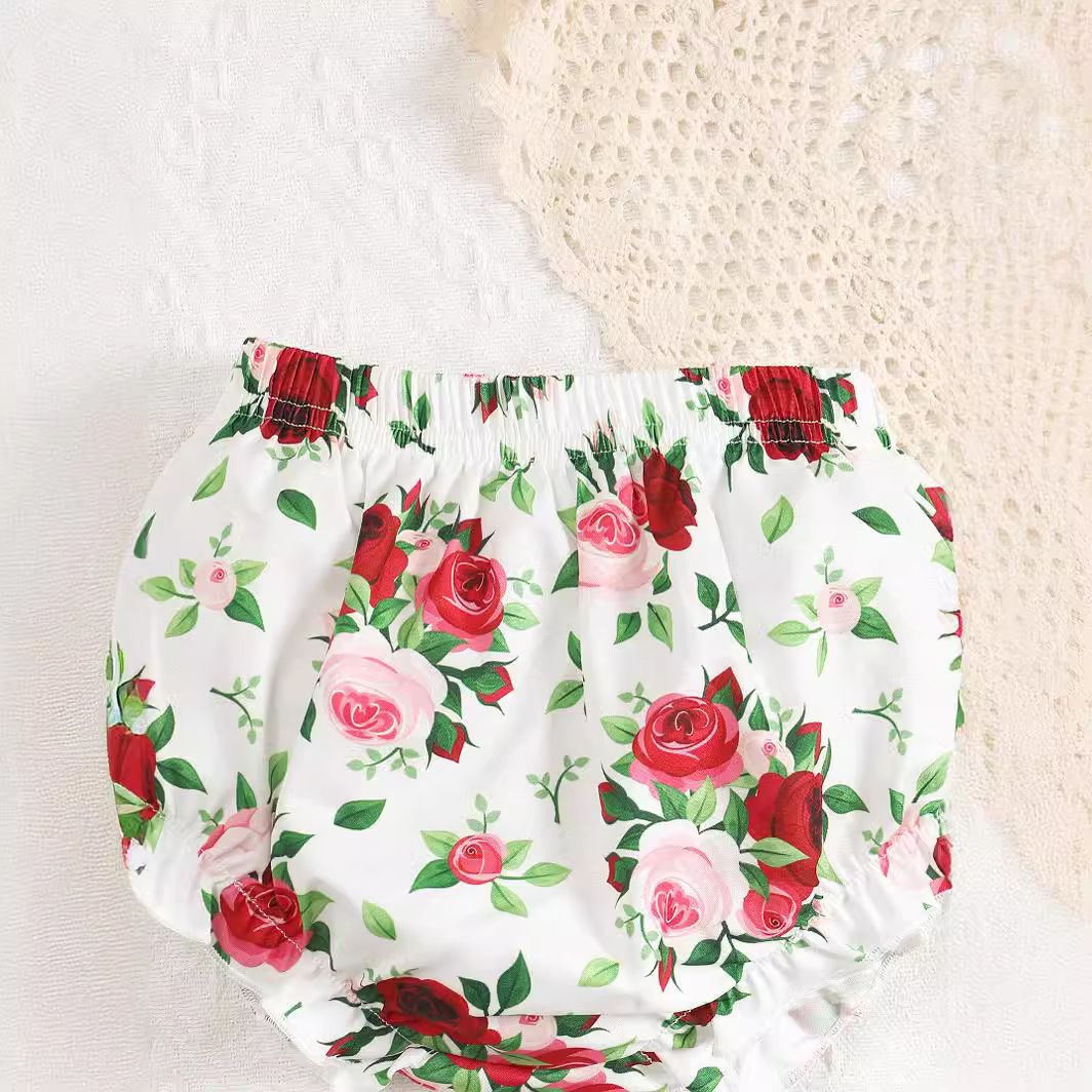 Hot selling item short-Sleeve Flower Bow Top Baby Little kids Toddle Girls Fashion clothes Printing Skirt Shorts 2 Piece Set