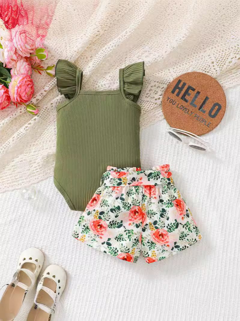 High quality Baby Kids Girls Clothes 2Pcs Outfits vest Tops And shorts Children Clothes For Girls Clothing Sets