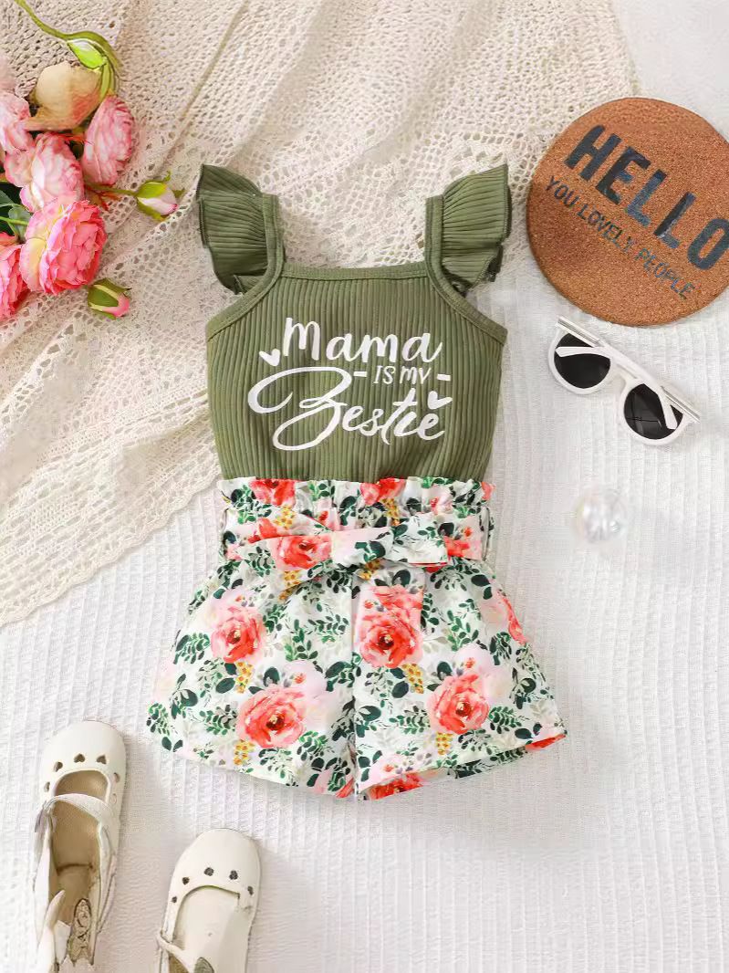 High quality Baby Kids Girls Clothes 2Pcs Outfits vest Tops And shorts Children Clothes For Girls Clothing Sets