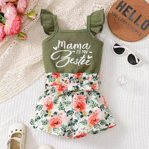 High quality Baby Kids Girls Clothes 2Pcs Outfits vest Tops And shorts Children Clothes For Girls Clothing Sets