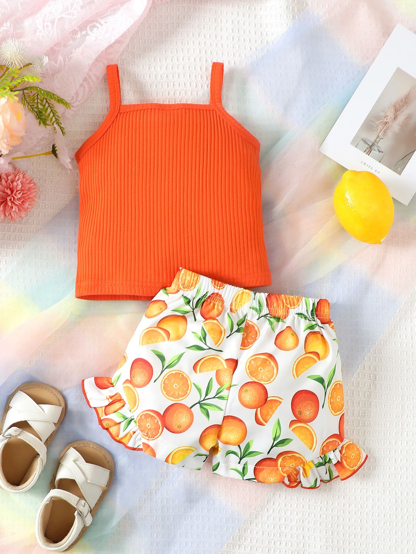 High quality 2024 Summer Toddler Baby Girls Clothes Sets Sleeveless halter top + shorts 2Pcs Sweet Toddler Outfits