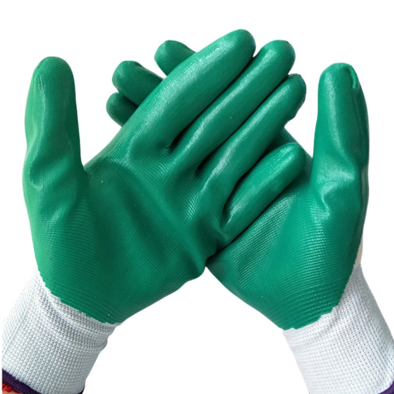 Nitrile impregnated rubber construction auto repair oil resistant woodworker wear resistant anti-slip safety protection gloves