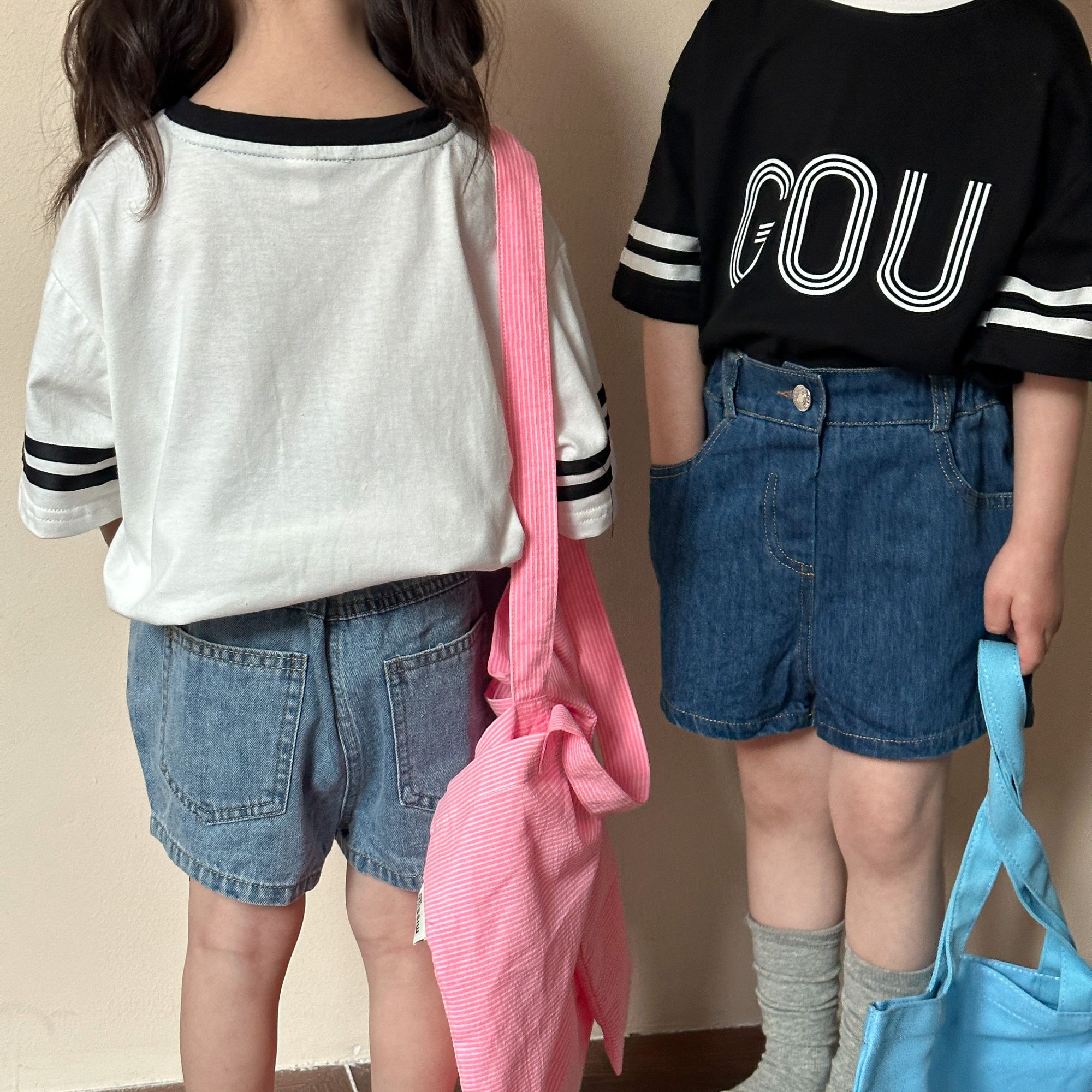 2024 summer children's workwear denim shorts for boys and girls, baby Korean version basic style, children's short pants