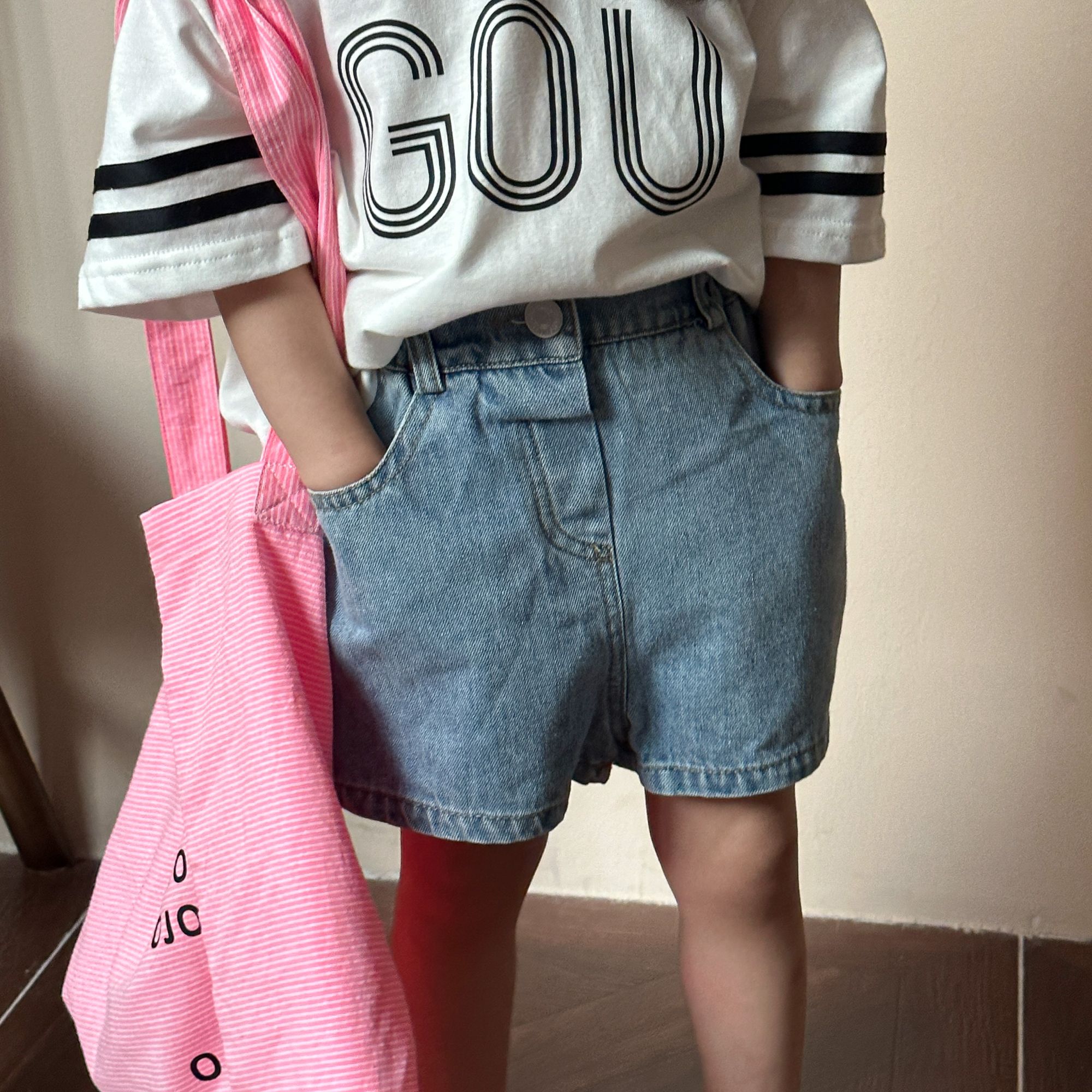 2024 summer children's workwear denim shorts for boys and girls, baby Korean version basic style, children's short pants