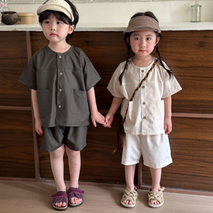 Children's Summer Set Men's Clothing Cotton Loose Baby 2024 New Girl's Casual Short Sleeve Shorts Two Piece Set