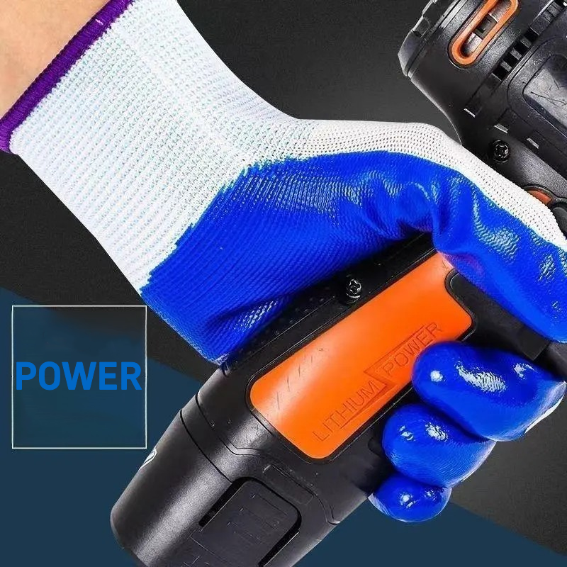 Nitrile impregnated rubber construction site auto repair oil resistant wear-resistant anti-slip safety protection gloves