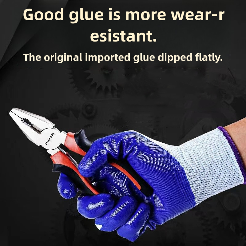 Nitrile impregnated rubber construction site auto repair oil resistant wear-resistant anti-slip safety protection gloves