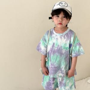 Children's Summer Set, Boys' Sports 2024 New Summer Dress, Baby Tie Dyeing, Girls' T-shirt, Dress, Siblings' Dress