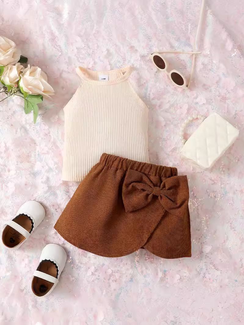 Wholesale summer baby set sleeveless top + skirt newborn set infant fashion 2pcs set