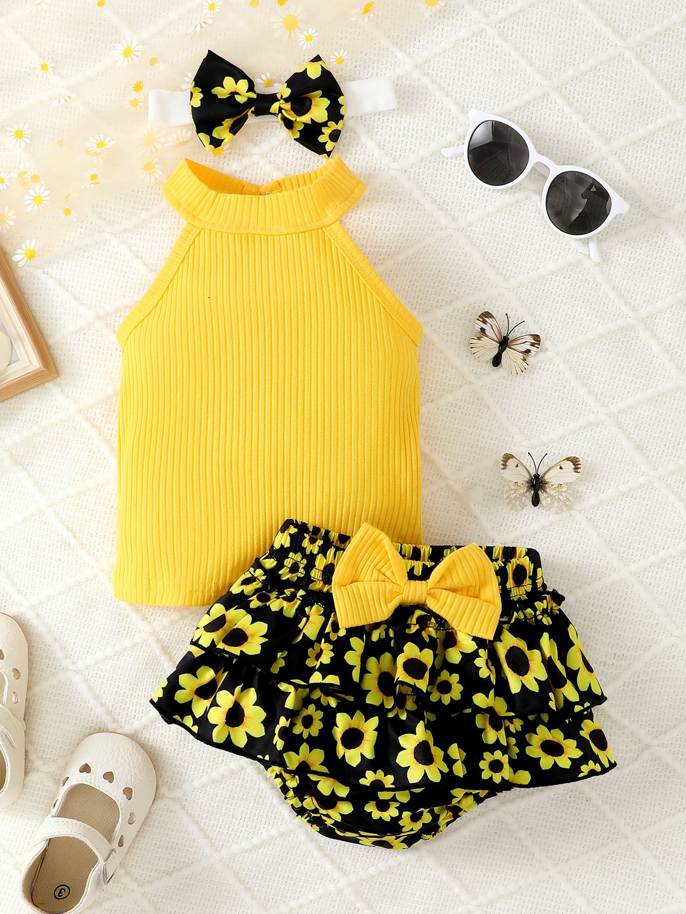 High quality wholesale summer baby set 0-2Y baby clothing girls two-piece set