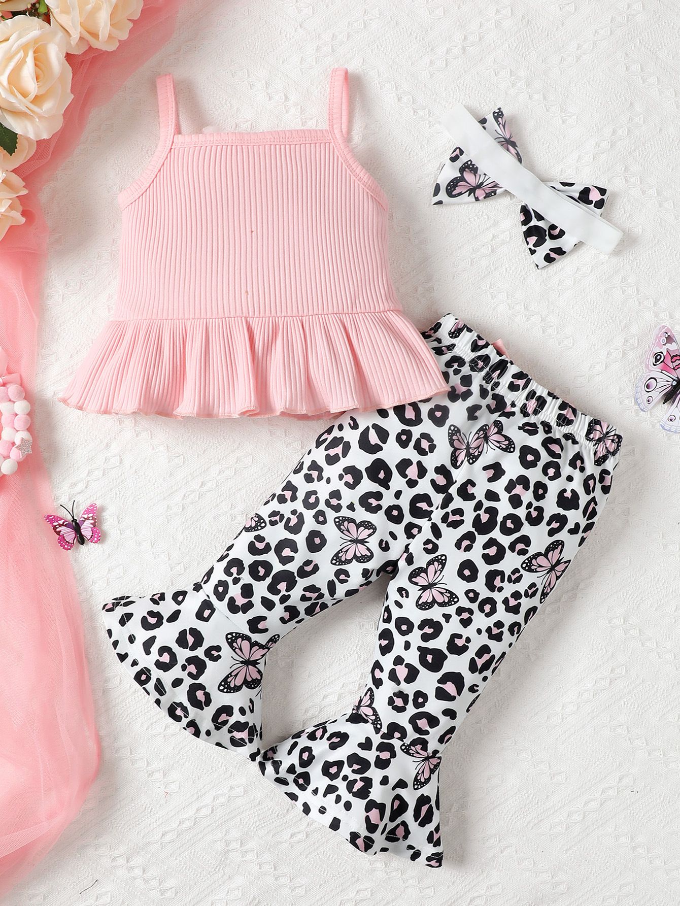 High quality wholesale summer new born set halter top leopard print pants baby girl clothing