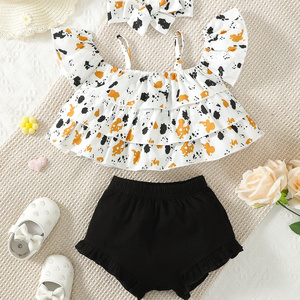 High quality set hot selling summer newborn halter top + floral pants set toddler girl clothing