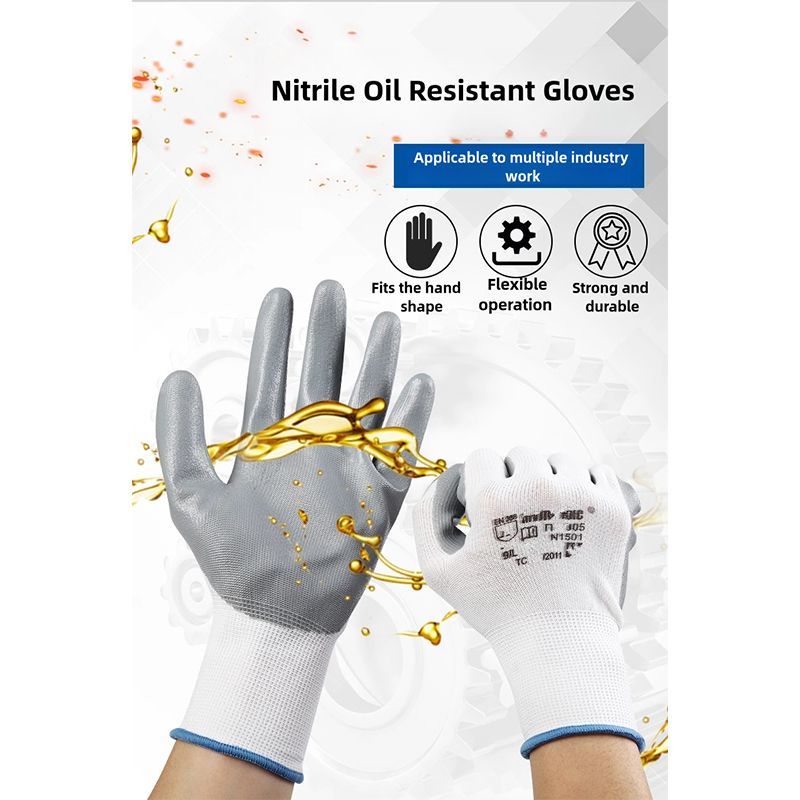 Nitrile construction site oil discharge safety protection labor protection gloves