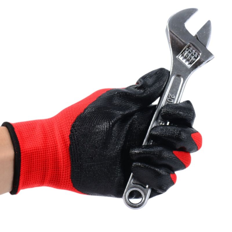 Nitrile impregnated rubber construction site safety wear protection gloves