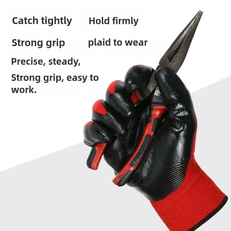 Nitrile impregnated rubber construction site safety wear protection gloves