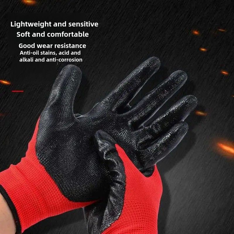 Nitrile impregnated rubber construction site safety wear protection gloves