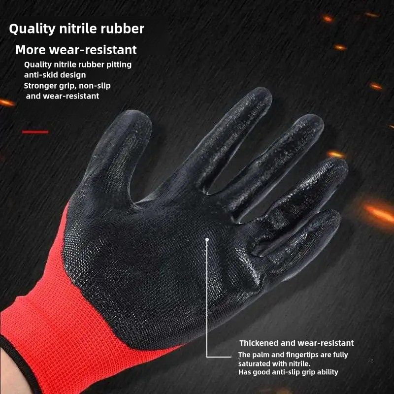 Nitrile impregnated rubber construction site safety wear protection gloves