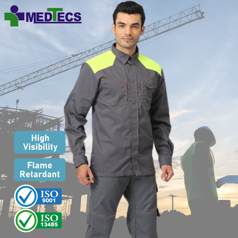 Multiple Pockets Athletic Strip Wear Long Sleeve Construction Shirt Reflective Workwear Work Shirts