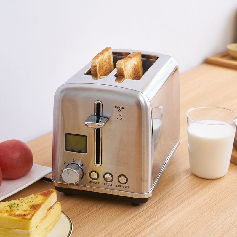 stainless steel 2 slice Multi-functional Retro Toaster Smart LED touch screen bread toaster