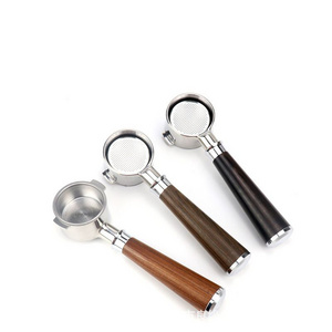 Espresso Portafilter Wood Handle Food Grade Stainless Steel 58mm Bottomless for Coffee barista tools