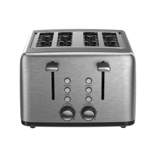 TS1458 Stainless Steel 4 Slice Toaster with Multi-Function Reheat Defrost Cancel and Adjustable Browning