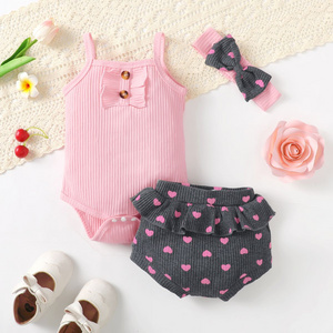 Wholesale Toddler Baby Clothes Children Girl Vest Tops Love print pants Outfits Set Summer Kids Clothing