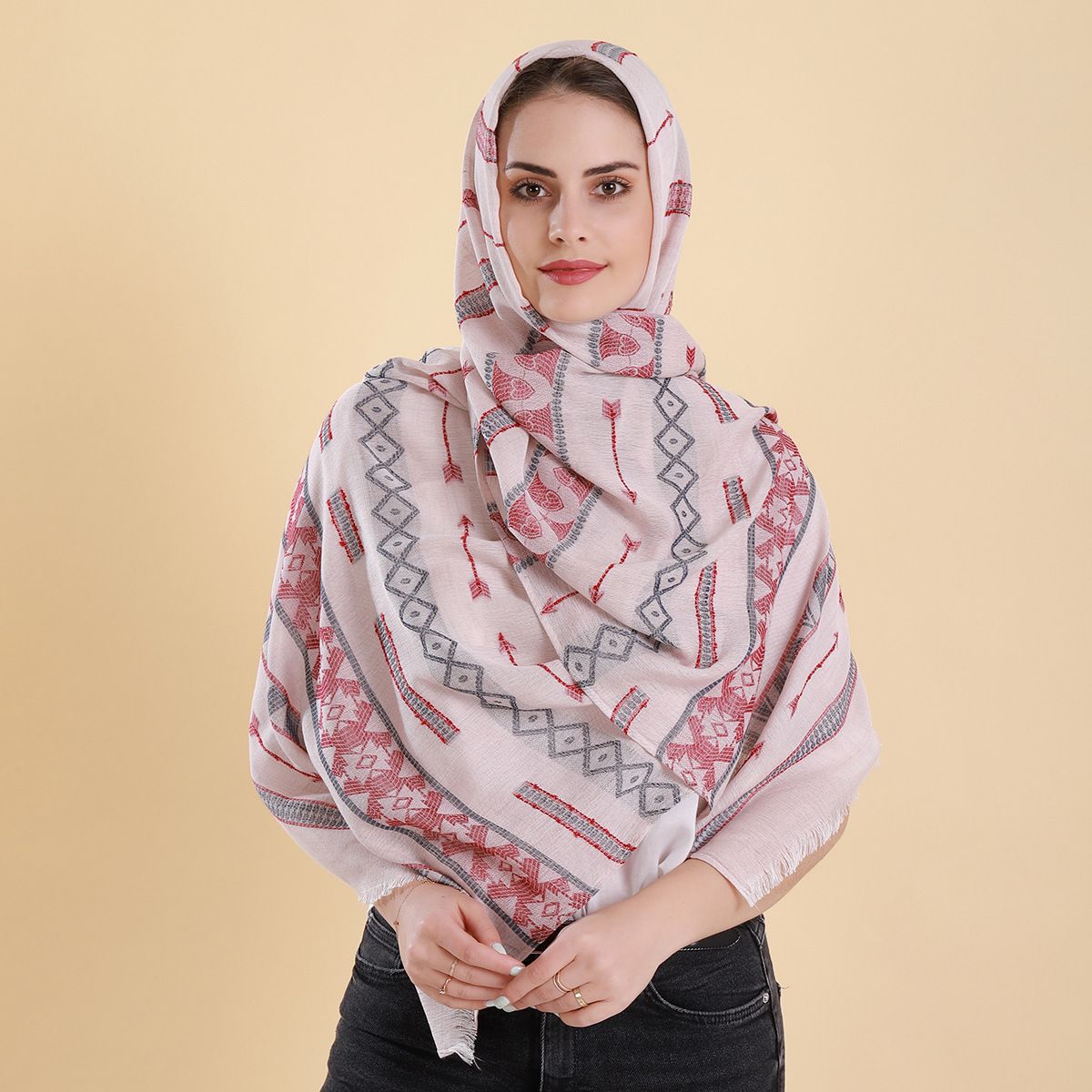 new cotton jacquard thin scarf Middle East Muslim headscarf spot wholesale sample custom