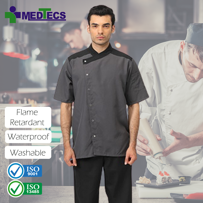 Restaurant Summer Kitchen Jacket Uniform Men Tunic Chef Coat