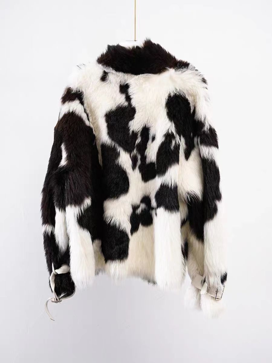 FUR TOSCANA sheep skin smooth coated skin straight hair Multicoloured fur