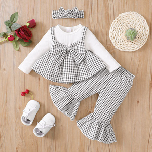 2024 Newborn Infant Baby Girl Clothes Ruffle Romper Toddler Girl Pant Sets Girls' Clothing Outfit