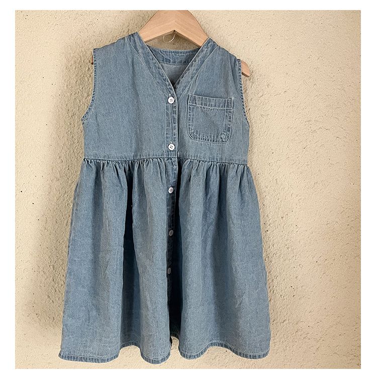 Children's summer denim suit for boys 2024 new summer casual baby girl vest dress brother sister outfit