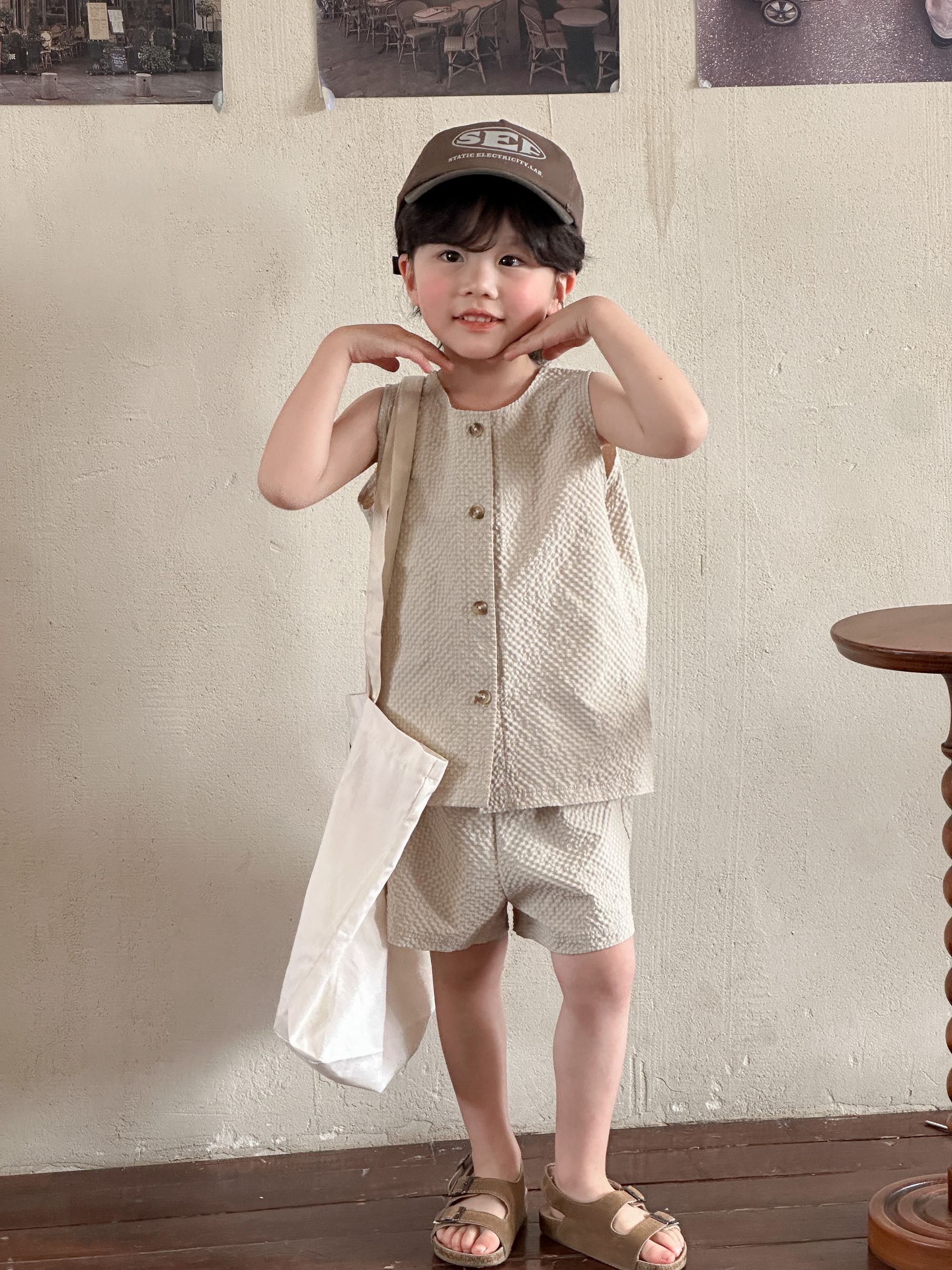 Children's summer set, Korean version of men's children's clothing, baby clothes, 2024 new style, girls' casual vest shorts