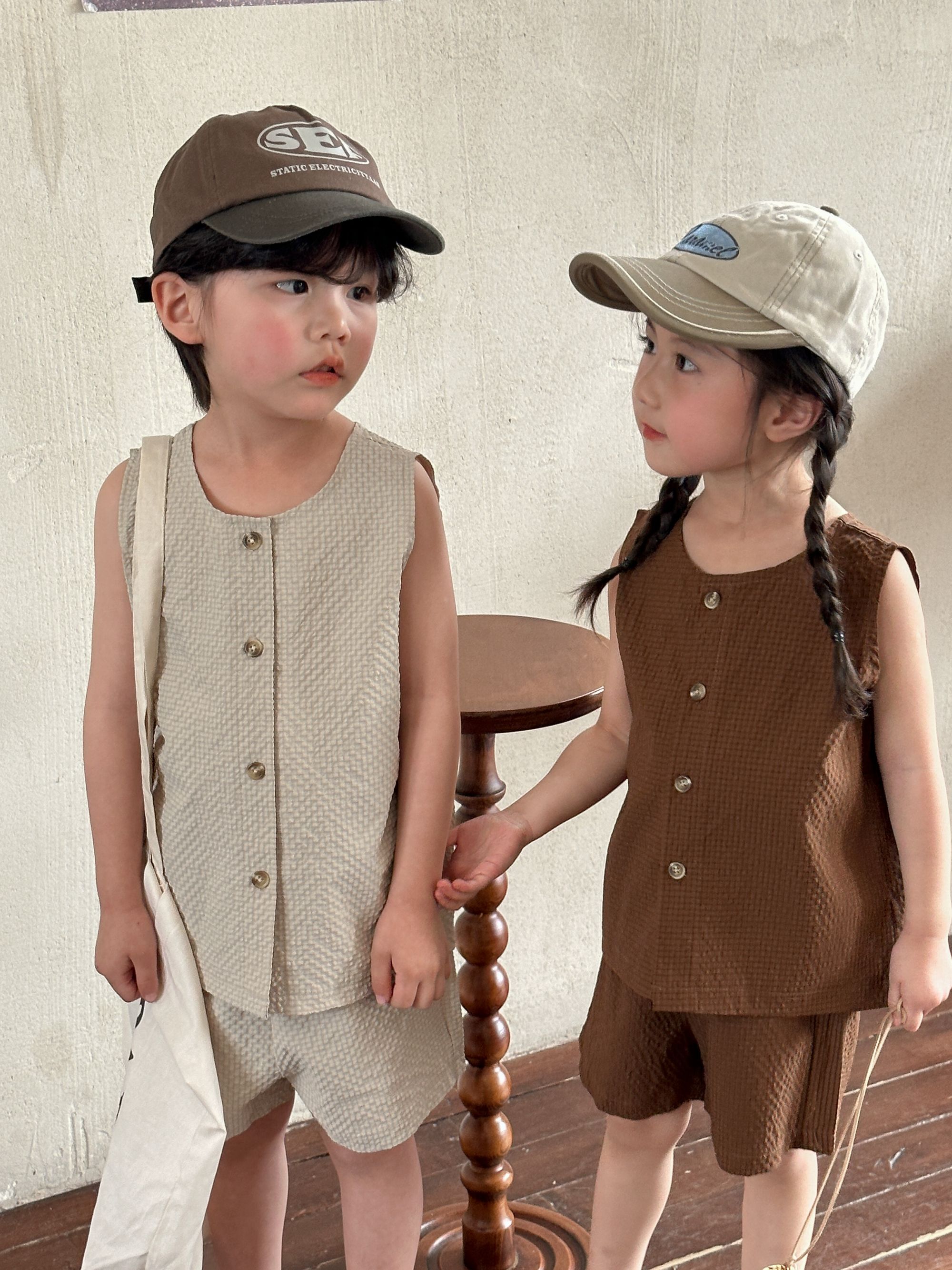 Children's summer set, Korean version of men's children's clothing, baby clothes, 2024 new style, girls' casual vest shorts