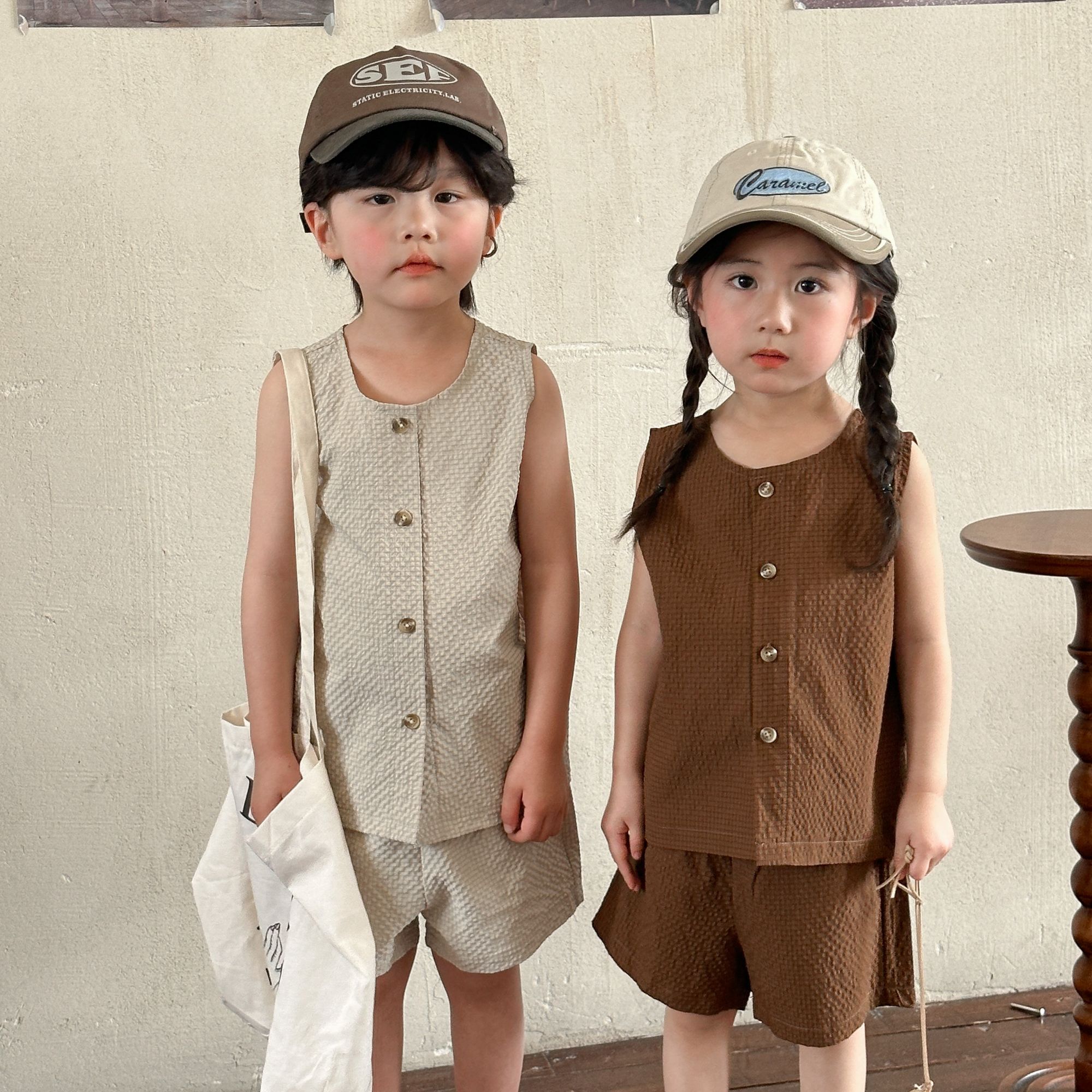 Children's summer set, Korean version of men's children's clothing, baby clothes, 2024 new style, girls' casual vest shorts