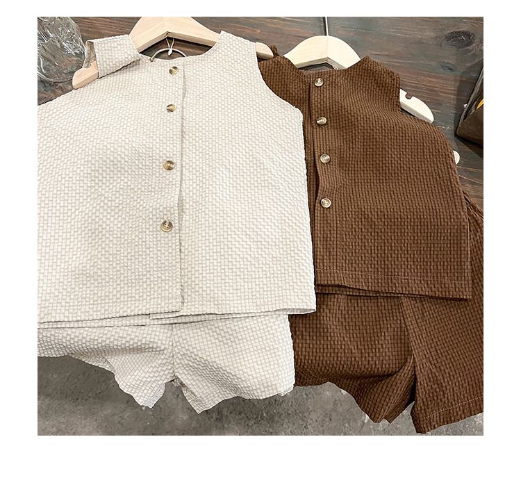 Children's summer set, Korean version of men's children's clothing, baby clothes, 2024 new style, girls' casual vest shorts