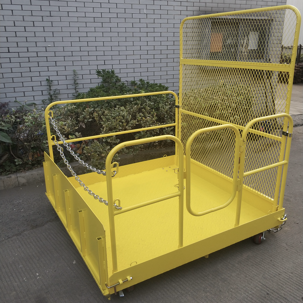 High secure use long time forklift man cage products manufacture