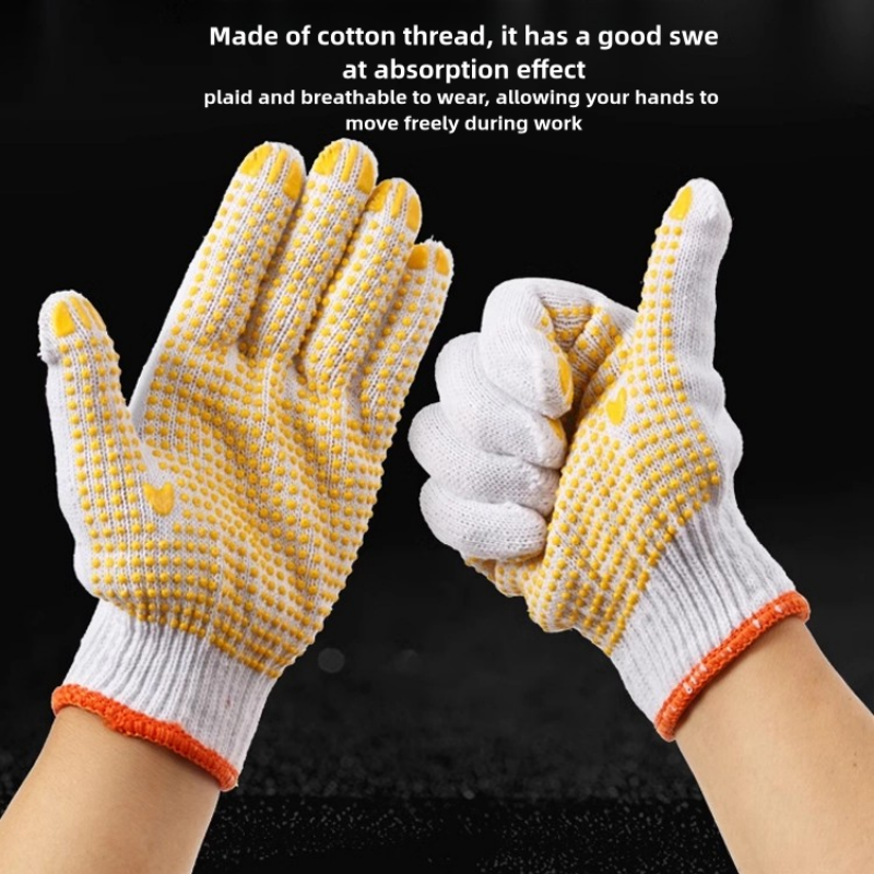 Cotton thread dispensing anti-slip protective safety labor protection work gloves