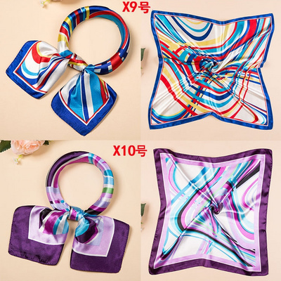 23/5000 Spring and autumn silk silk scarf small square scarf female Korean version of professional stewardess welcome scarf