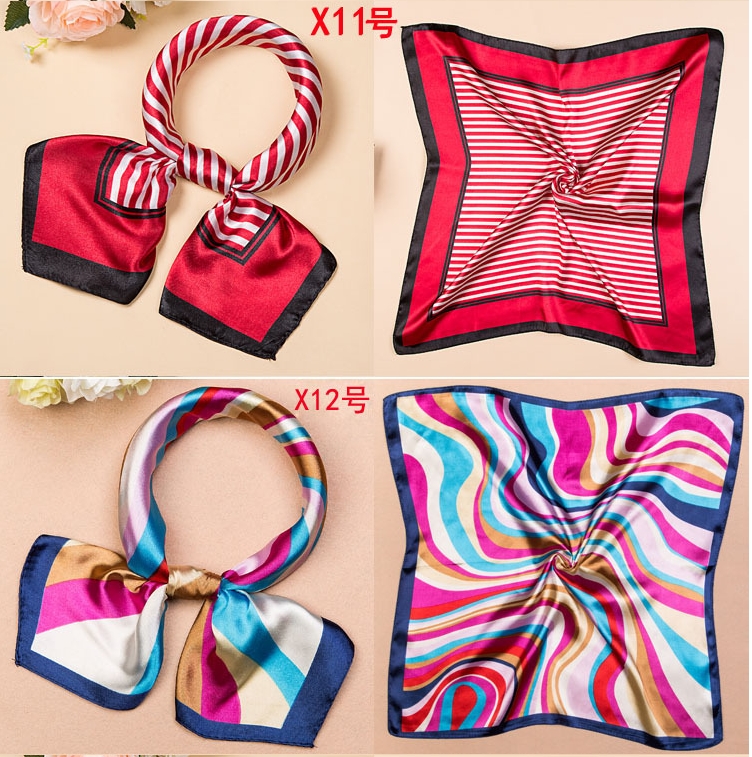 23/5000 Spring and autumn silk silk scarf small square scarf female Korean version of professional stewardess welcome scarf