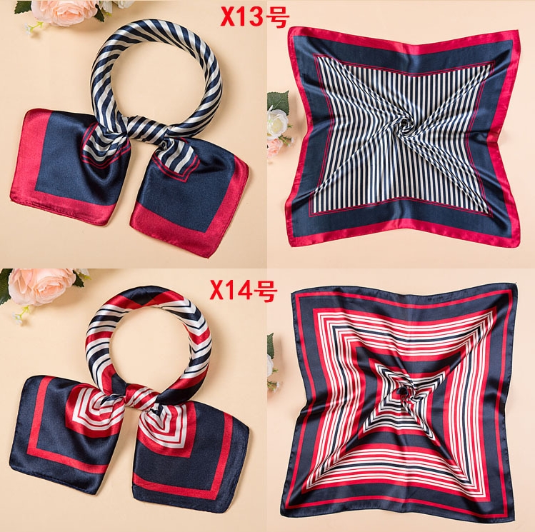 23/5000 Spring and autumn silk silk scarf small square scarf female Korean version of professional stewardess welcome scarf