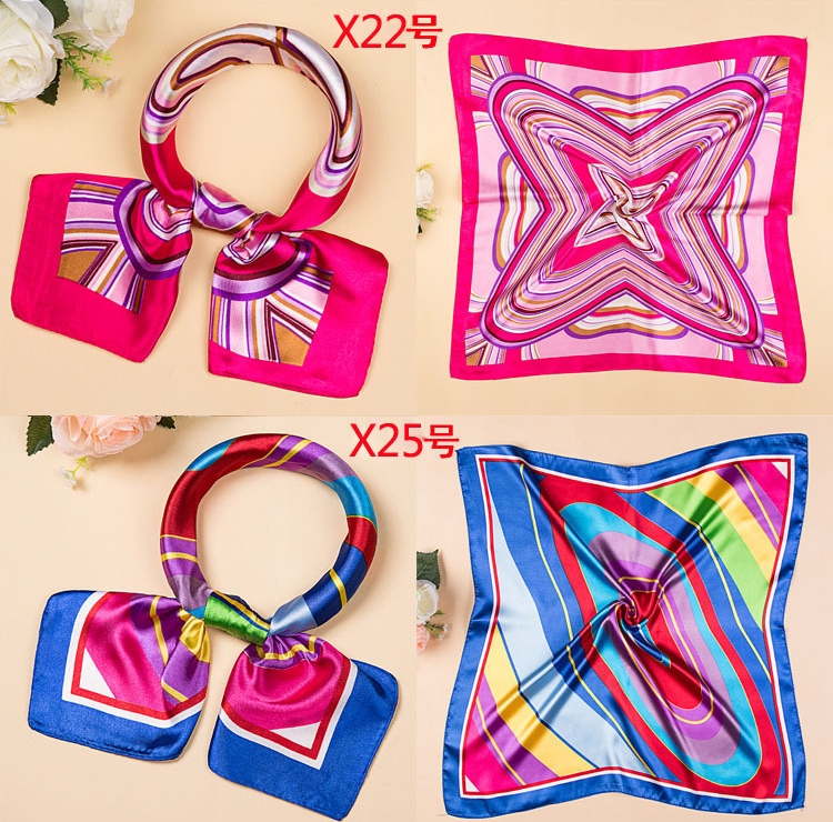 23/5000 Spring and autumn silk silk scarf small square scarf female Korean version of professional stewardess welcome scarf