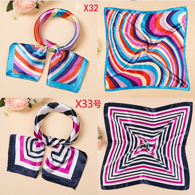 Small silk scarf Spring and autumn imitation silk scarf small square silk scarf female Korean version of professional stewardess