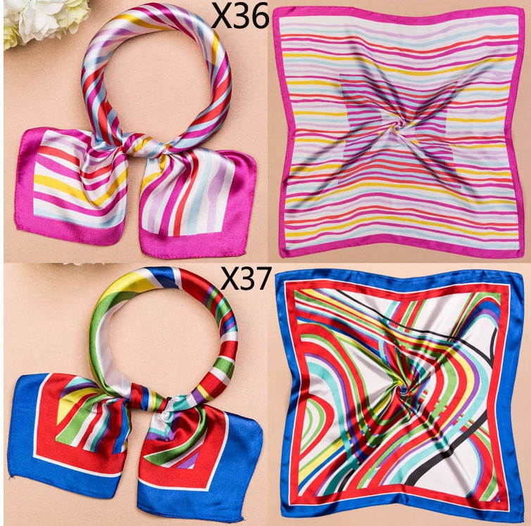 Small silk scarf Spring and autumn imitation silk scarf small square silk scarf female Korean version of professional stewardess