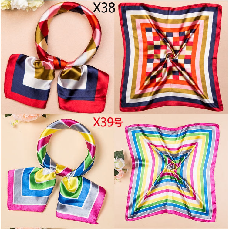 Small silk scarf Spring and autumn imitation silk scarf small square silk scarf female Korean version of professional stewardess