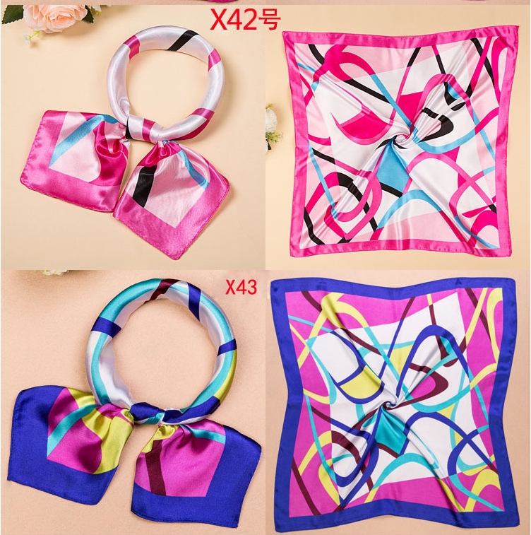 Small silk scarf Spring and autumn imitation silk scarf small square silk scarf female Korean version of professional stewardess