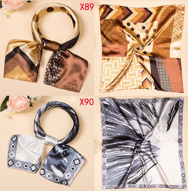 Silk scarves with antique streamers retro fashion scarf women autumn warm neck support custom