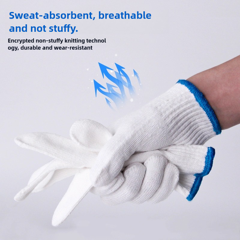 Wear resistant non-slip breathable cotton thread safety work protection gloves