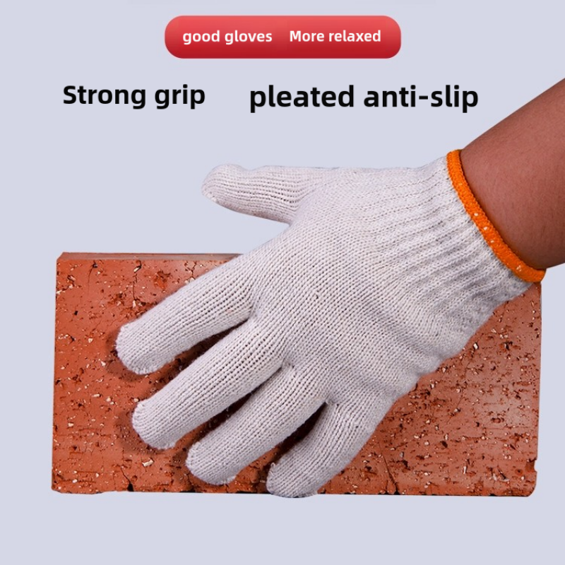 Wear resistant non-slip breathable cotton thread safety work protection gloves