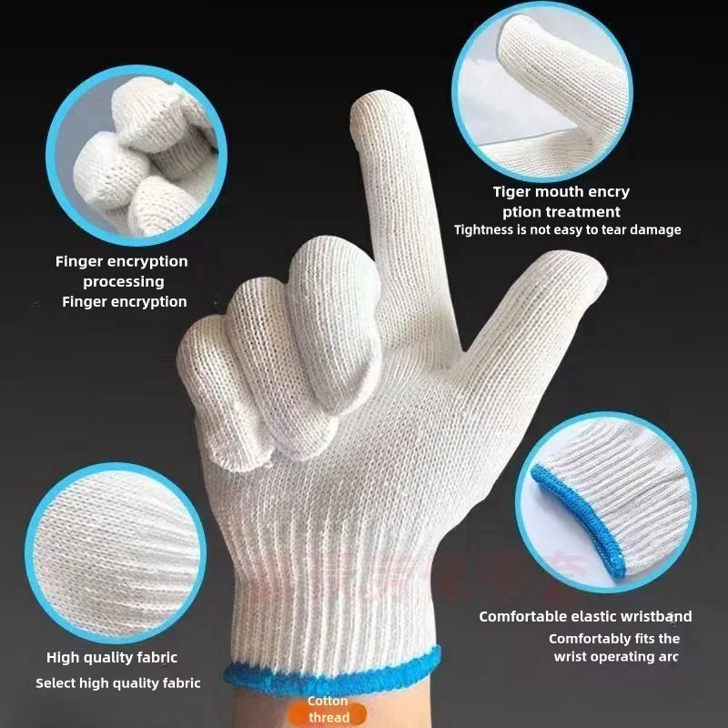 Wear resistant non-slip breathable cotton thread safety work protection gloves