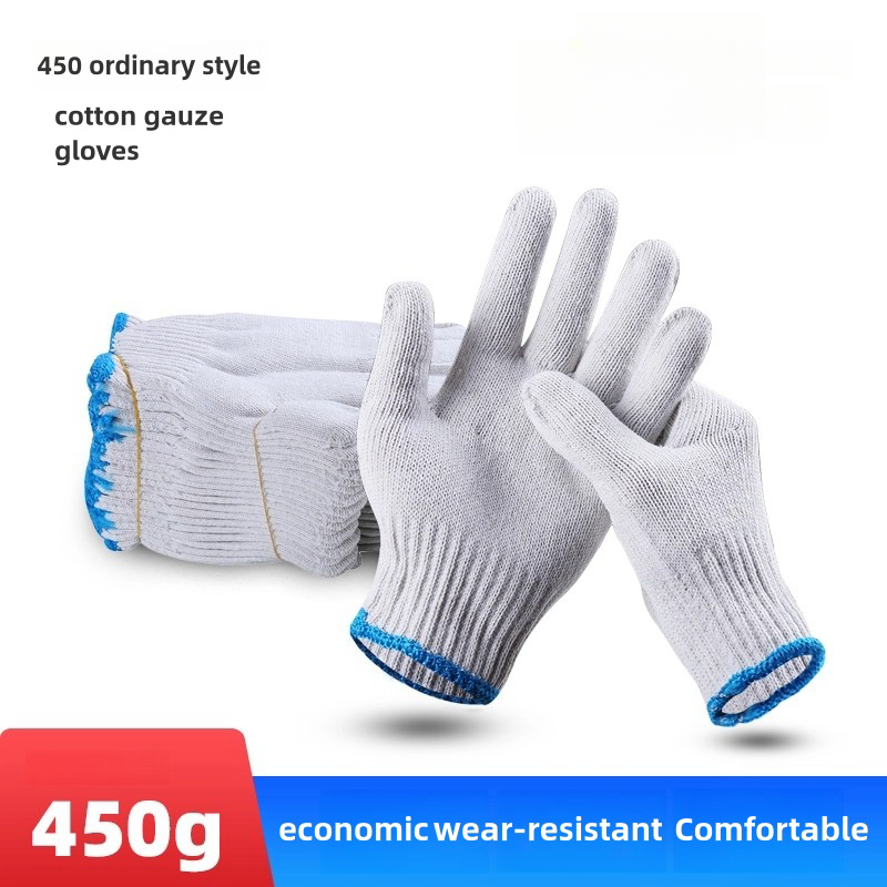 Wear resistant non-slip breathable cotton thread safety work protection gloves